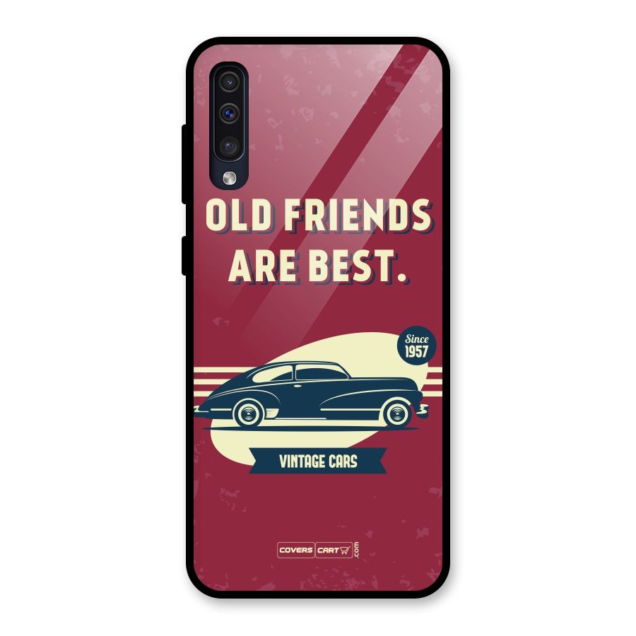Old Friends Vintage Car Glass Back Case for Galaxy A30s