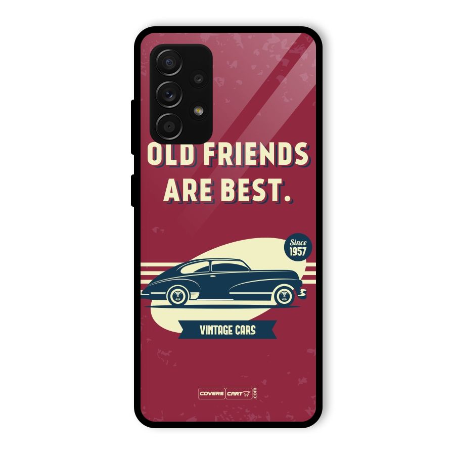 Old Friends Vintage Car Glass Back Case for Galaxy A53 5G