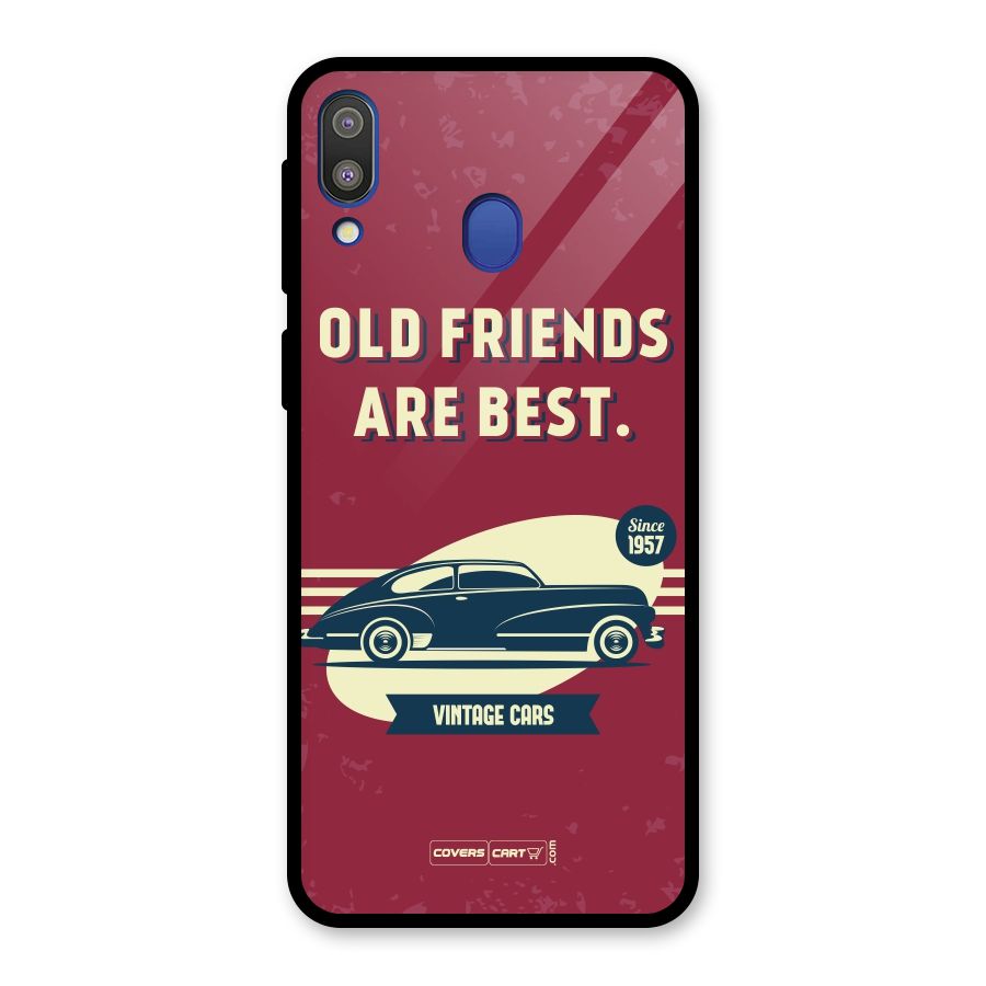 Old Friends Vintage Car Glass Back Case for Galaxy M20