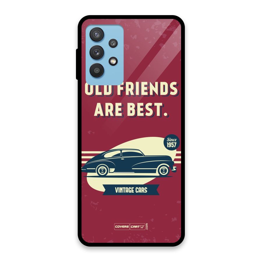 Old Friends Vintage Car Glass Back Case for Galaxy M32 5G