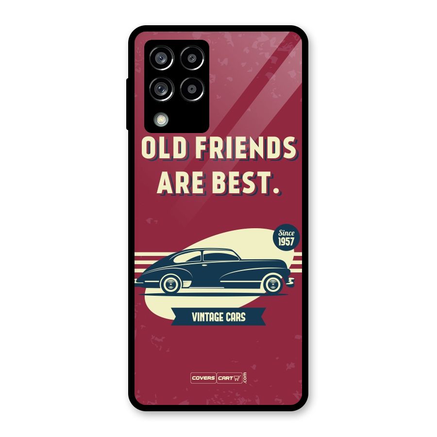 Old Friends Vintage Car Glass Back Case for Galaxy M53 5G