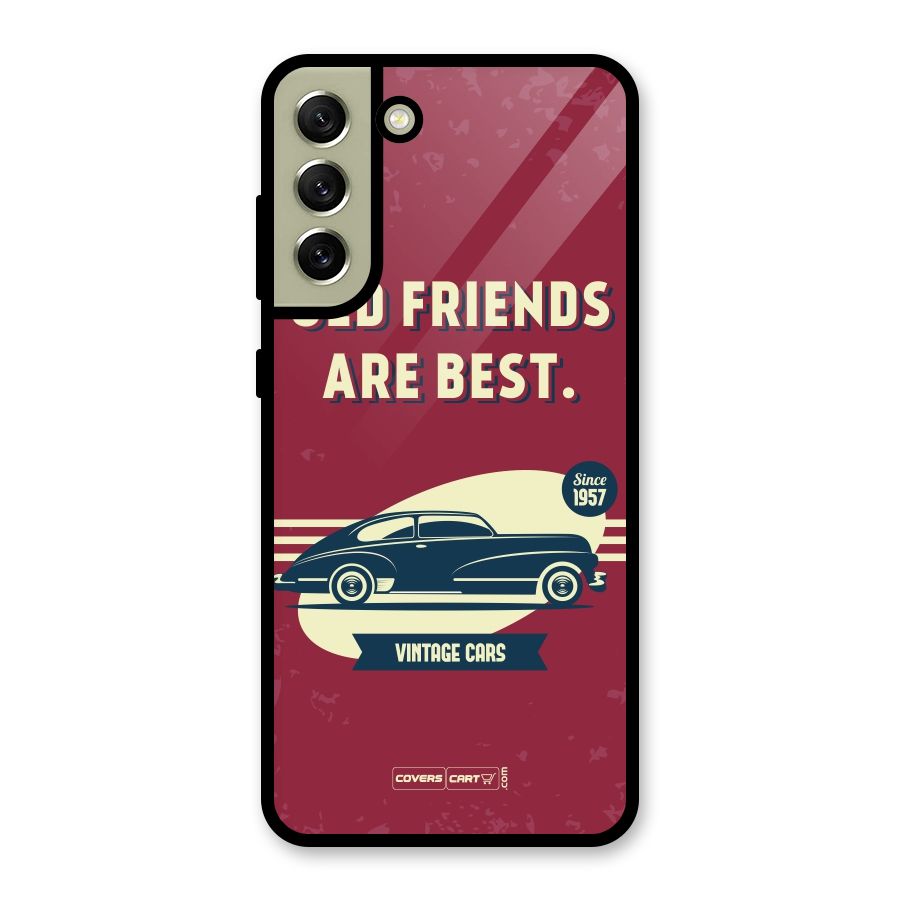 Old Friends Vintage Car Glass Back Case for Galaxy S21 FE 5G