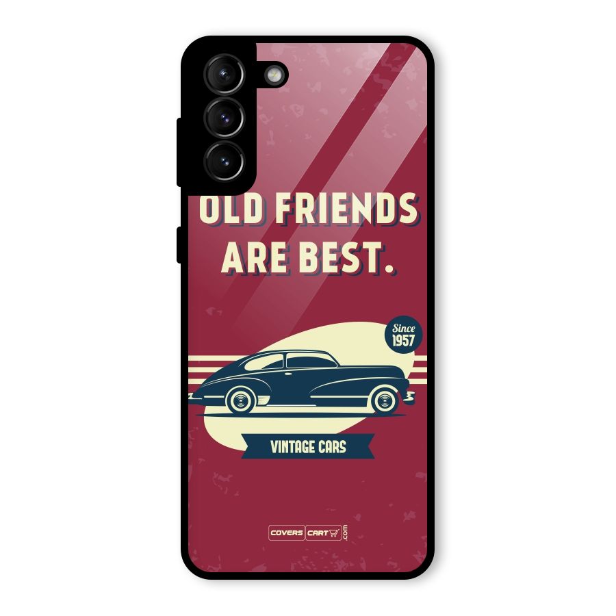 Old Friends Vintage Car Glass Back Case for Galaxy S21 Plus