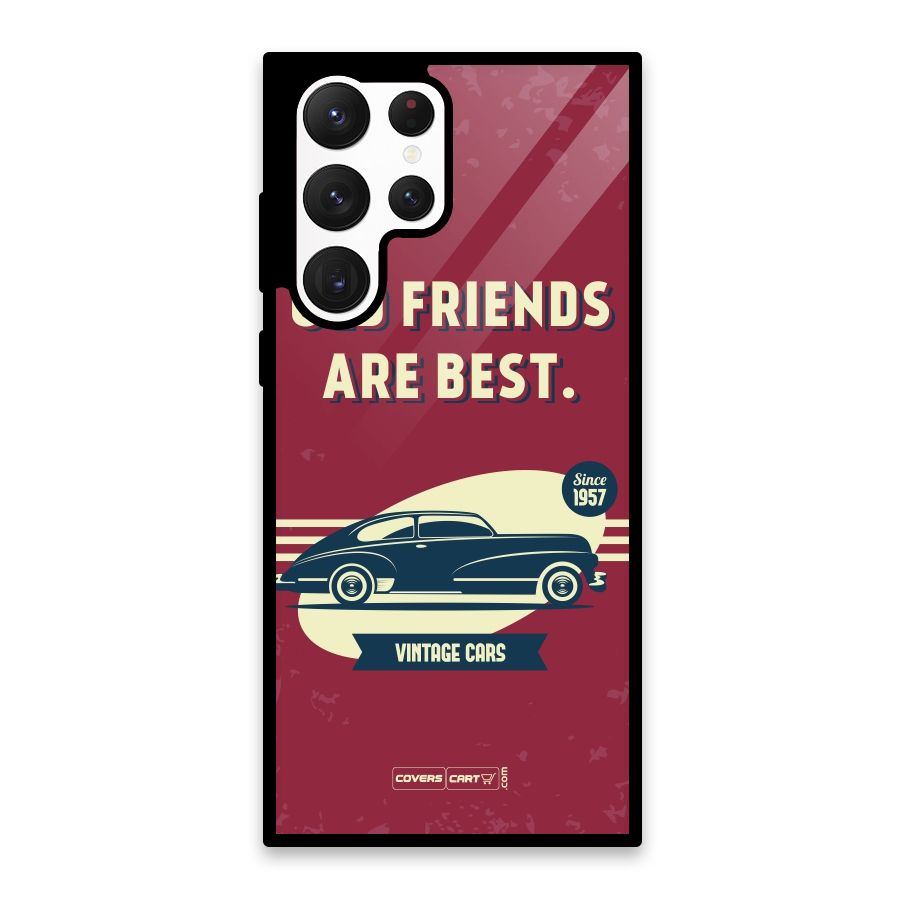 Old Friends Vintage Car Glass Back Case for Galaxy S22 Ultra 5G