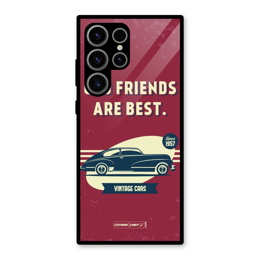 Old Friends Vintage Car Glass Back Case for Galaxy S23 Ultra