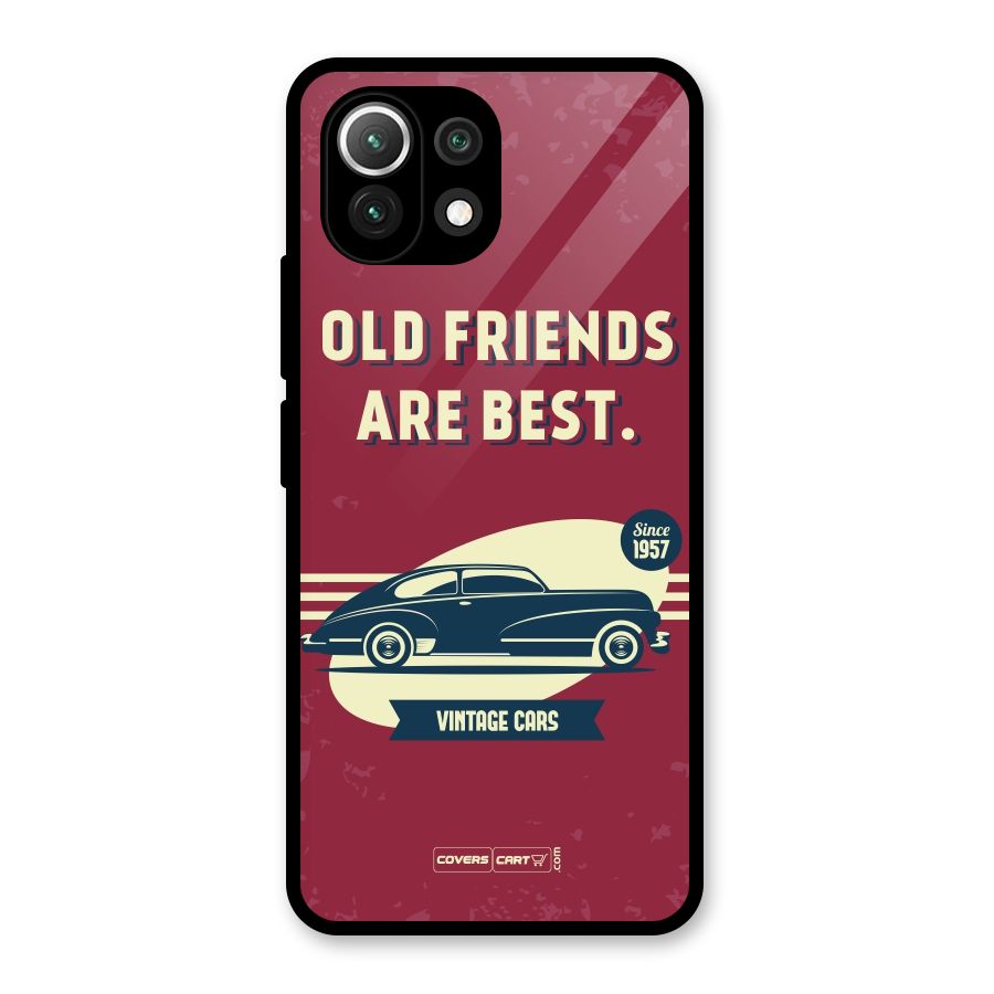 Old Friends Vintage Car Glass Back Case for Mi 11 Lite NE 5G