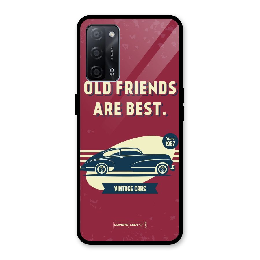 Old Friends Vintage Car Glass Back Case for Oppo A53s 5G