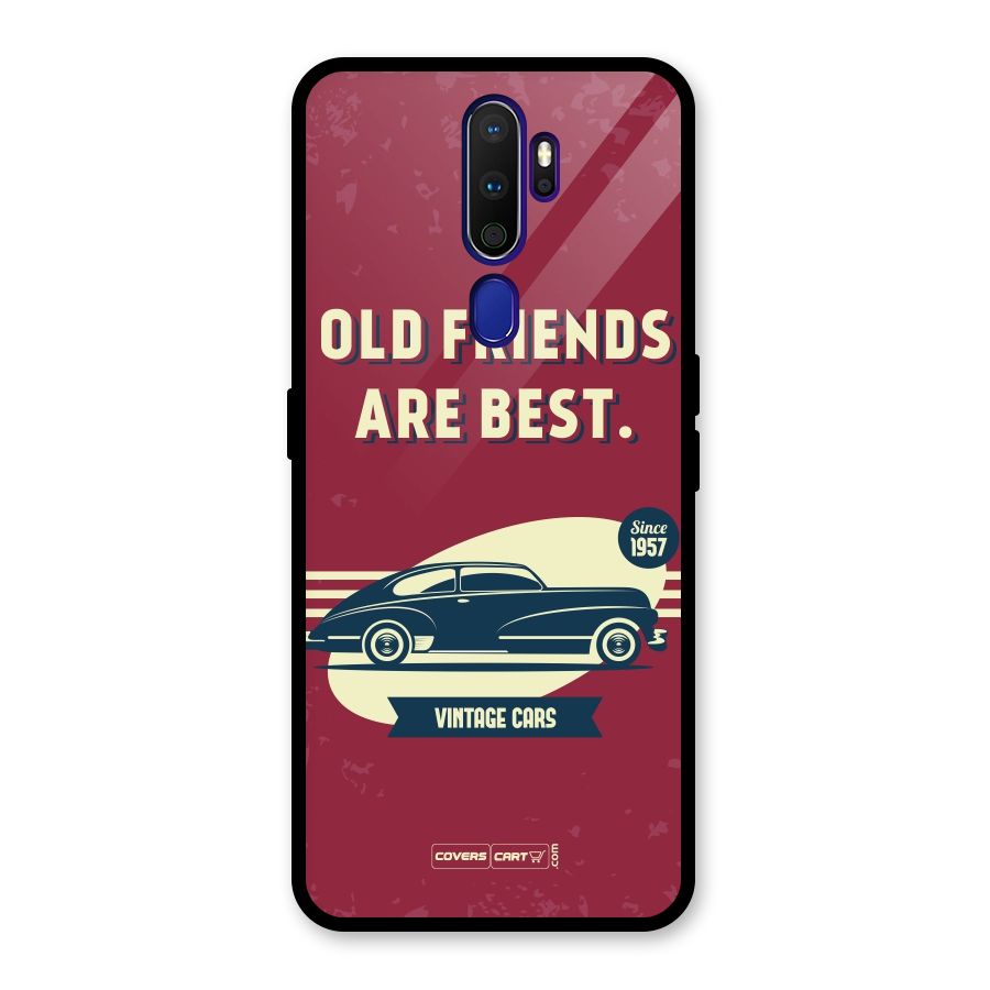 Old Friends Vintage Car Glass Back Case for Oppo A9 (2020)