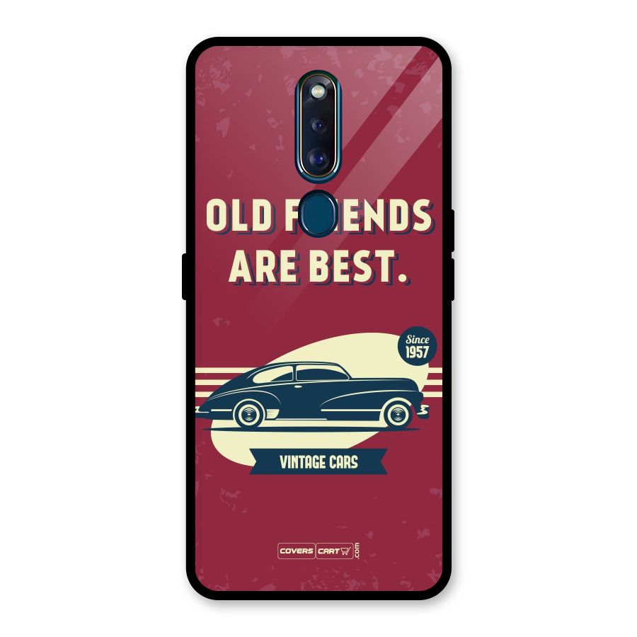 Old Friends Vintage Car Glass Back Case for Oppo F11 Pro