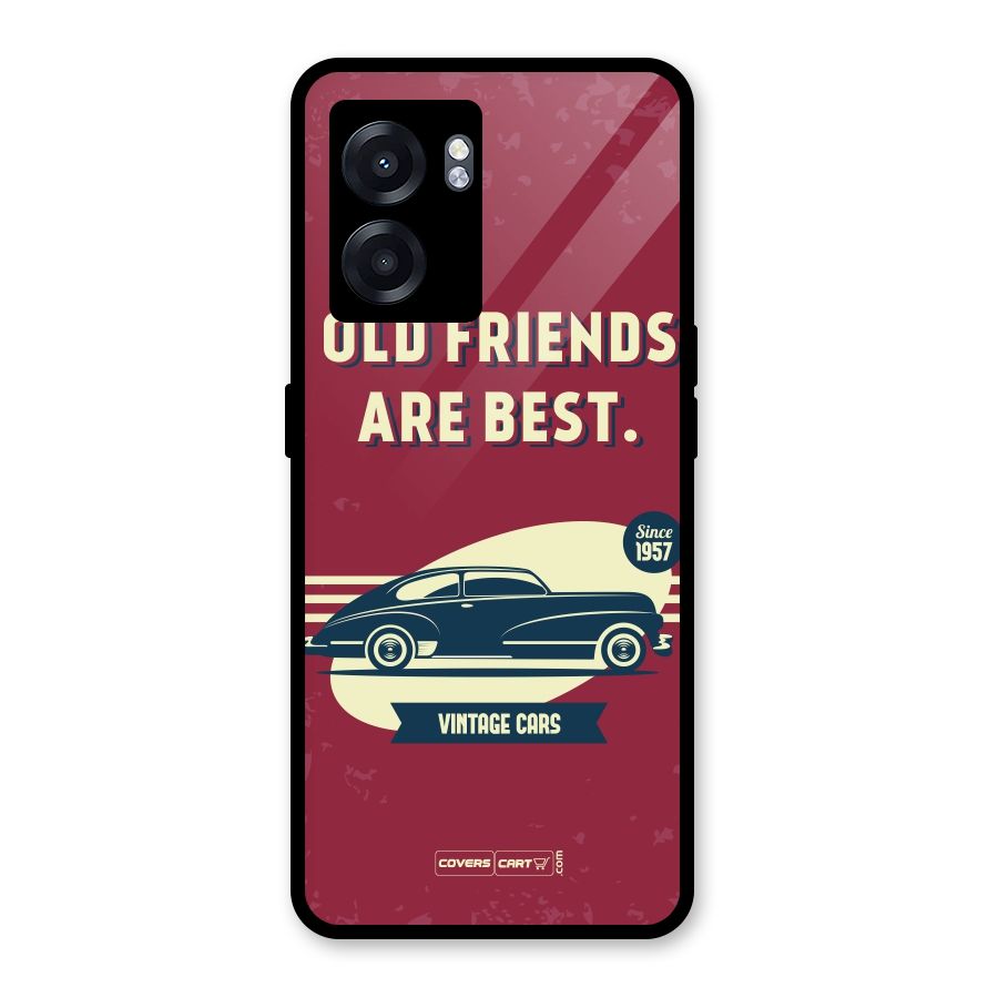 Old Friends Vintage Car Glass Back Case for Oppo K10 (5G)