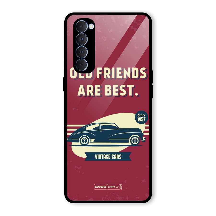 Old Friends Vintage Car Glass Back Case for Oppo Reno4 Pro