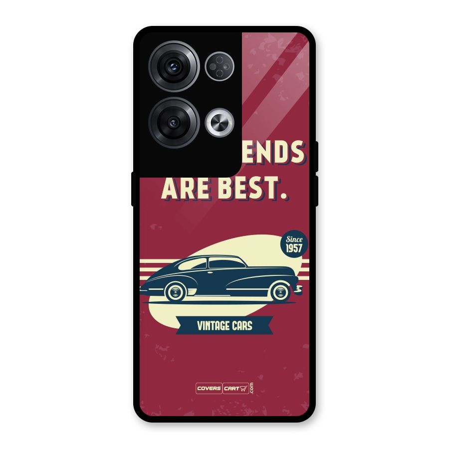 Old Friends Vintage Car Glass Back Case for Oppo Reno8 Pro 5G