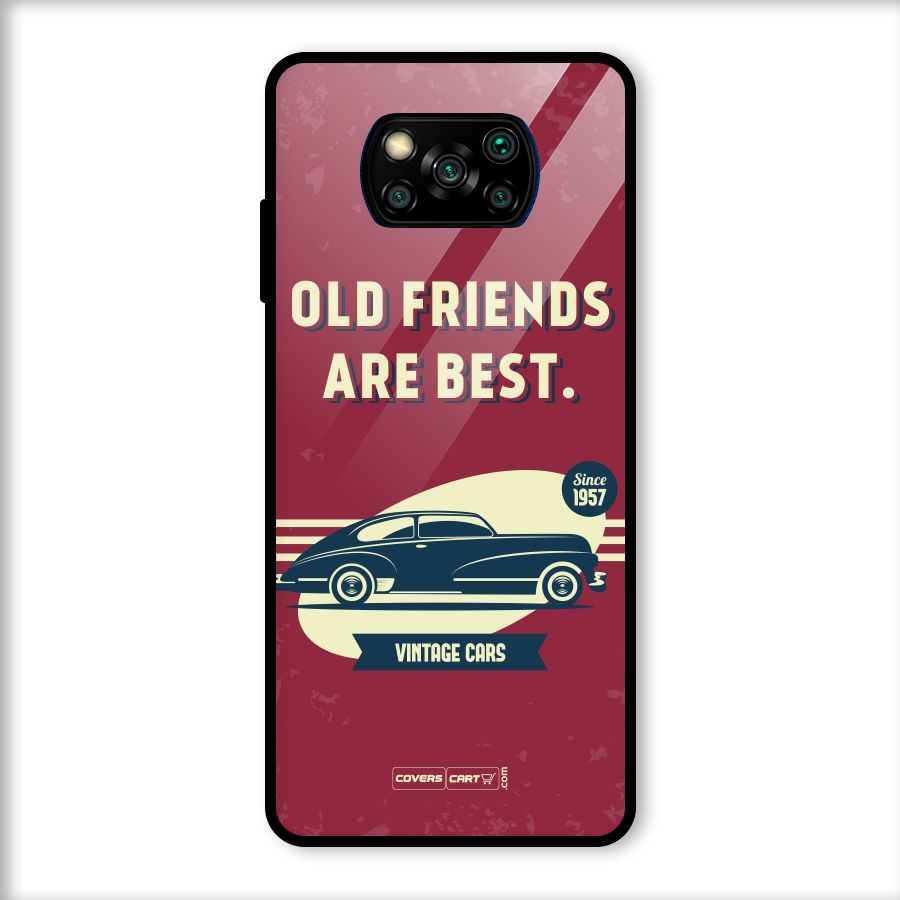Old Friends Vintage Car Glass Back Case for Poco X3