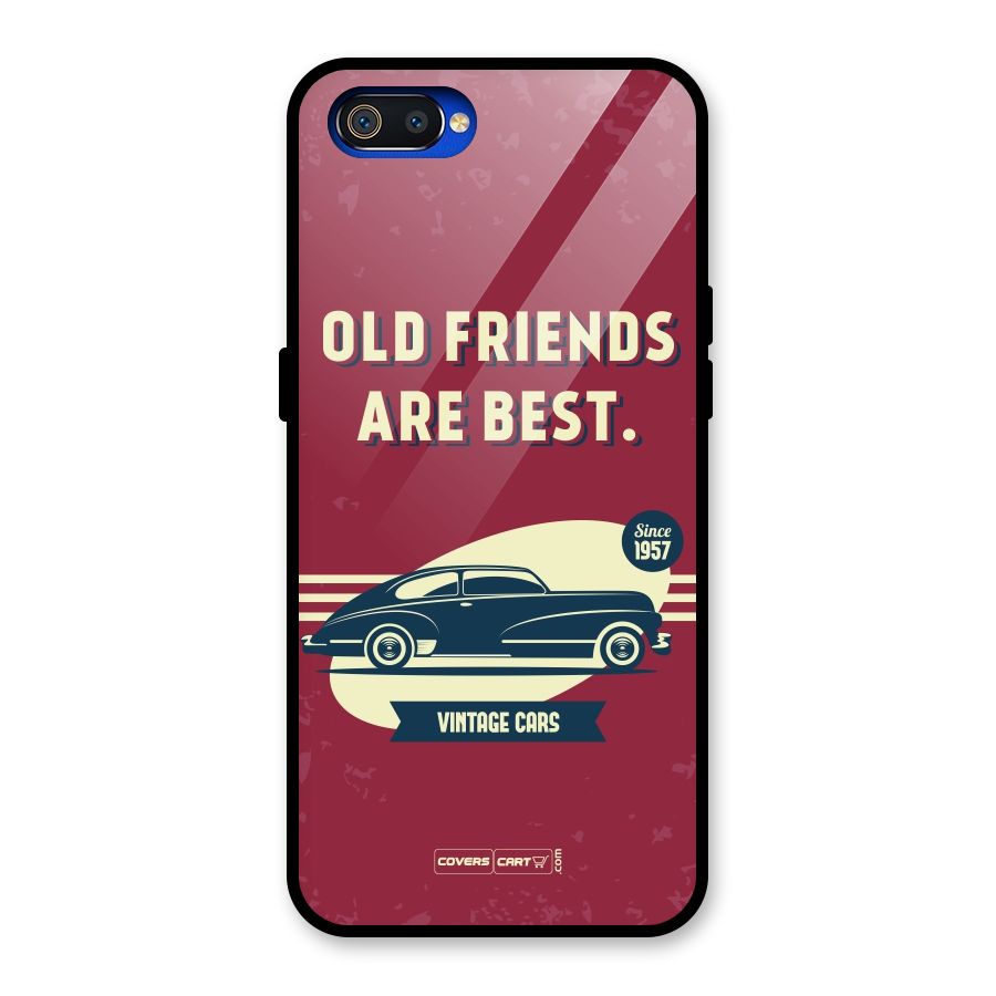 Old Friends Vintage Car Glass Back Case for Realme C2
