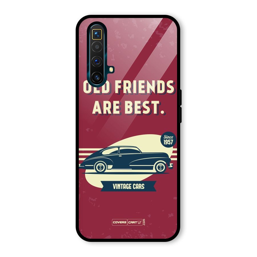 Old Friends Vintage Car Glass Back Case for Realme X3