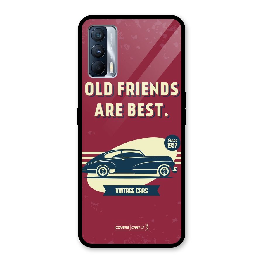 Old Friends Vintage Car Glass Back Case for Realme X7