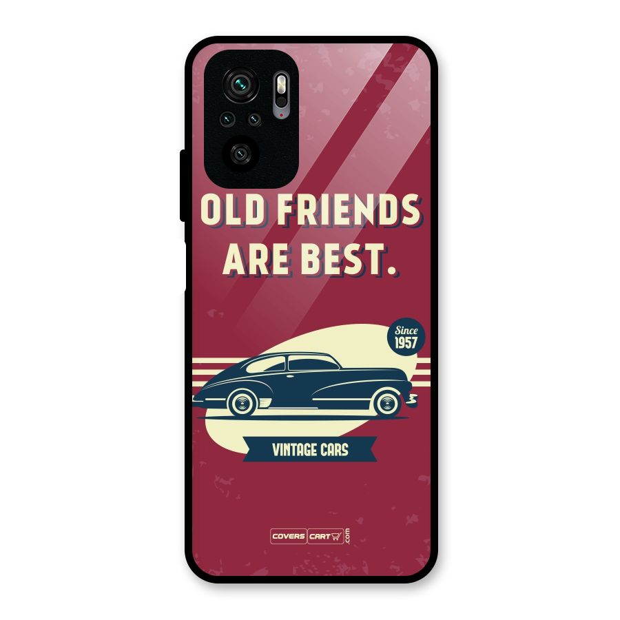 Old Friends Vintage Car Glass Back Case for Redmi Note 10S