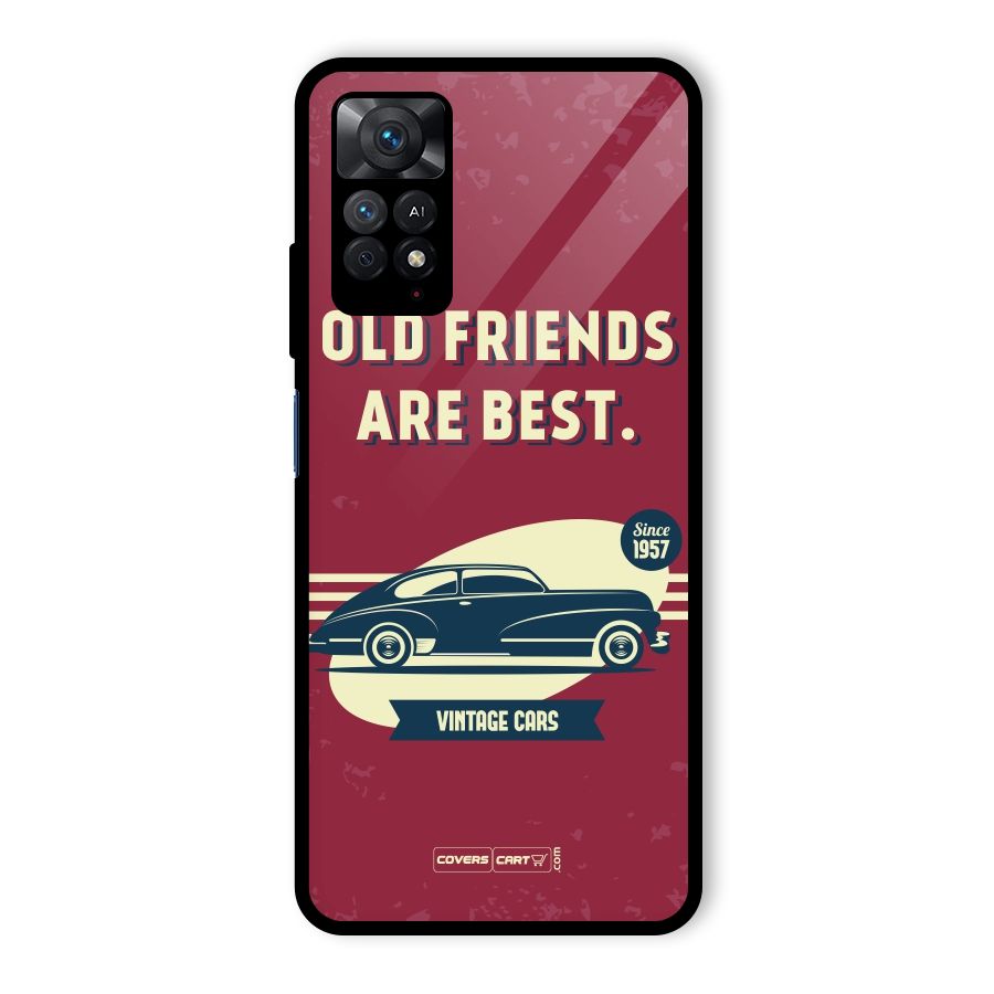Old Friends Vintage Car Glass Back Case for Redmi Note 11 Pro Plus 5G