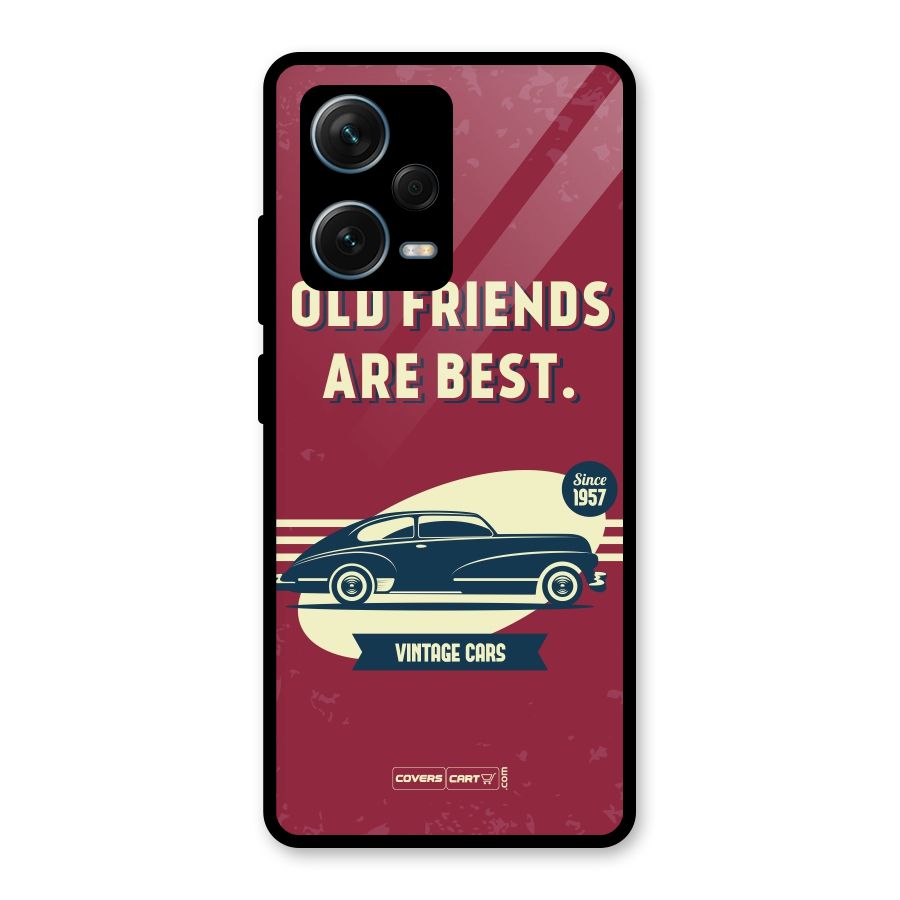 Old Friends Vintage Car Glass Back Case for Redmi Note 12 Pro Plus 5G