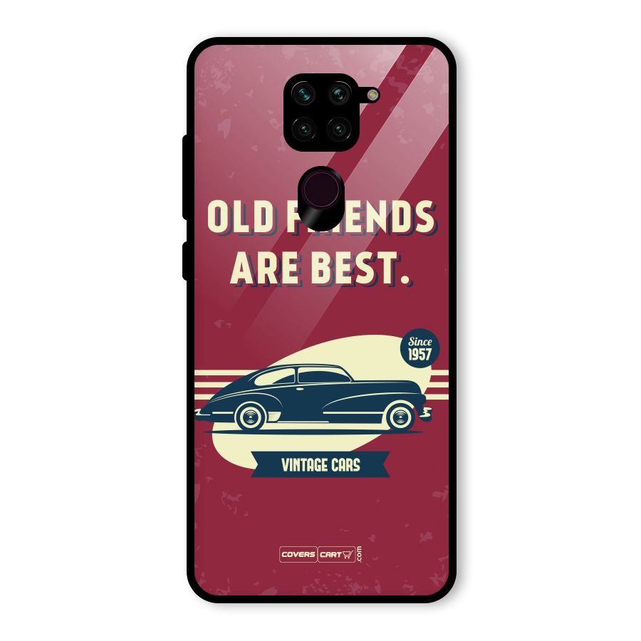 Old Friends Vintage Car Glass Back Case for Redmi Note 9