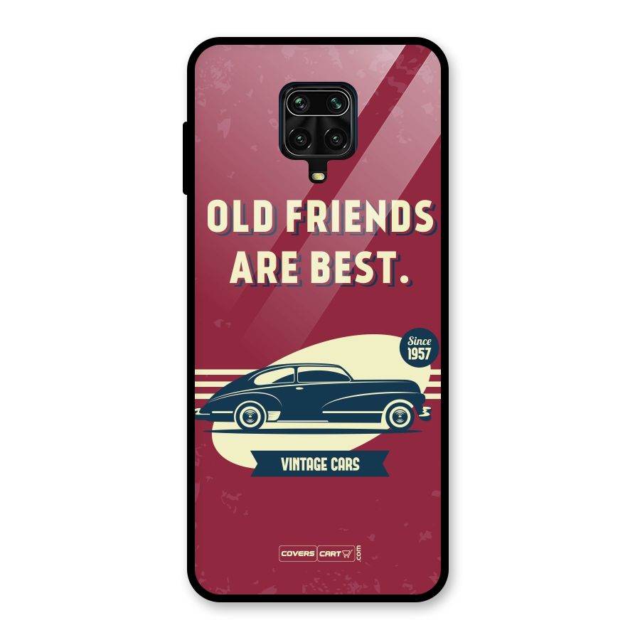 Old Friends Vintage Car Glass Back Case for Redmi Note 9 Pro