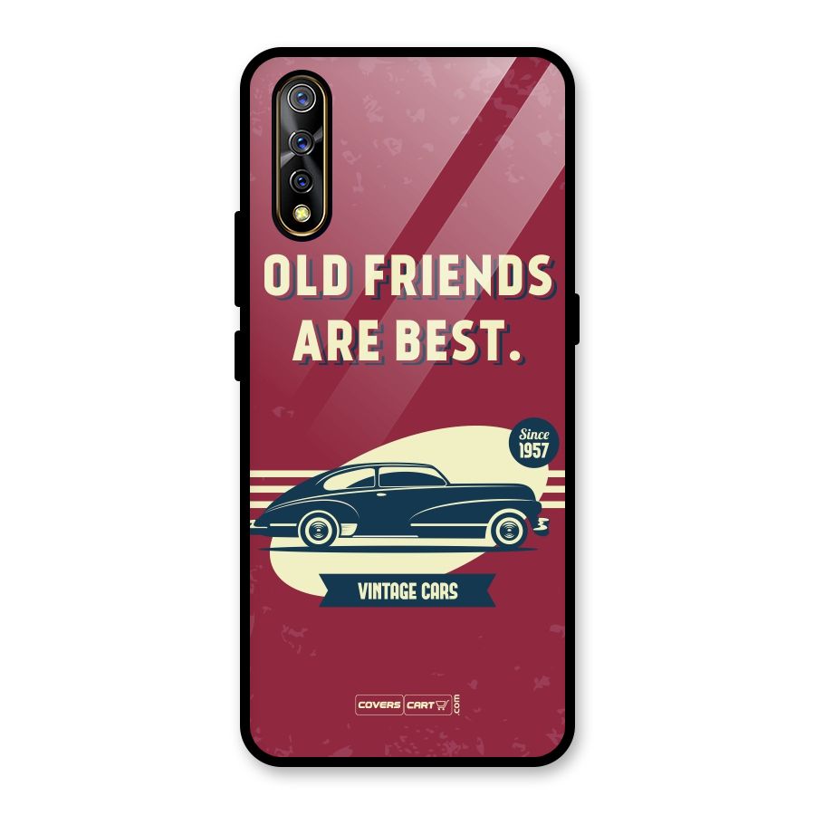 Old Friends Vintage Car Glass Back Case for Vivo S1