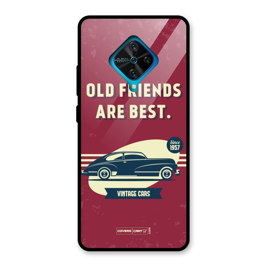 Old Friends Vintage Car Glass Back Case for Vivo S1 Pro