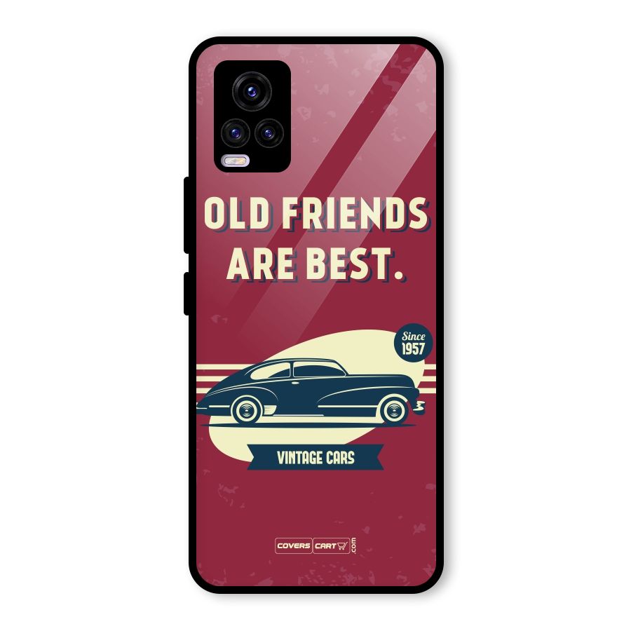 Old Friends Vintage Car Glass Back Case for Vivo V20