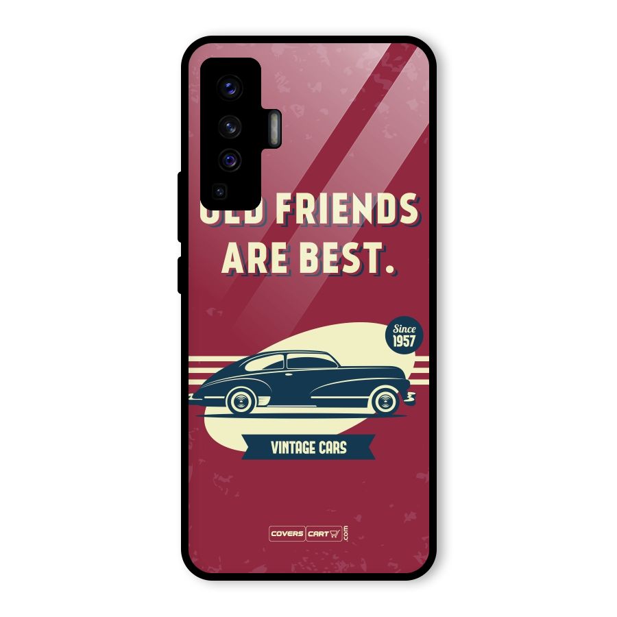 Old Friends Vintage Car Glass Back Case for Vivo X50
