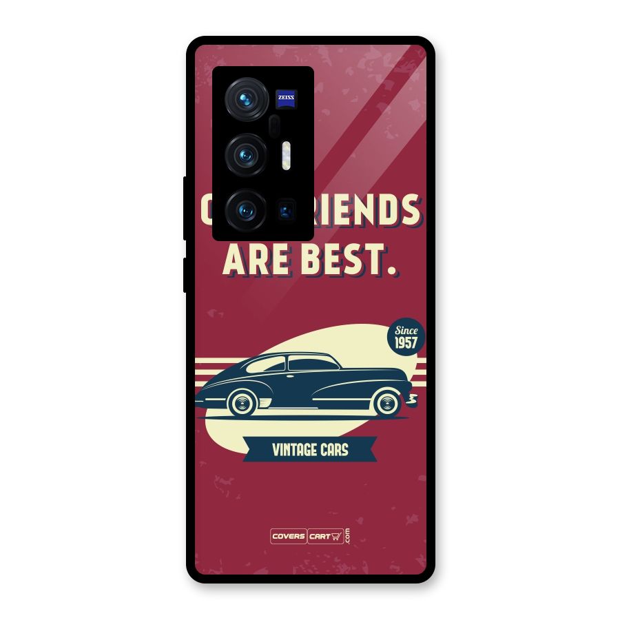 Old Friends Vintage Car Glass Back Case for Vivo X70 Pro Plus