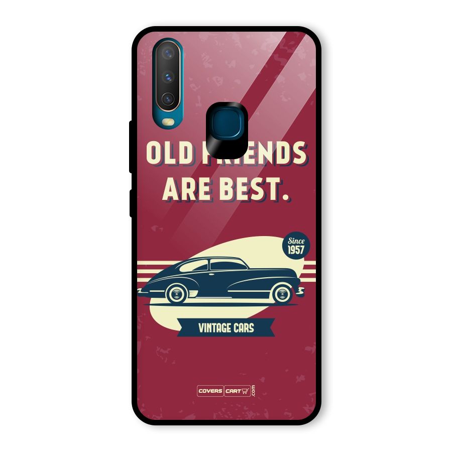 Old Friends Vintage Car Glass Back Case for Vivo Y15