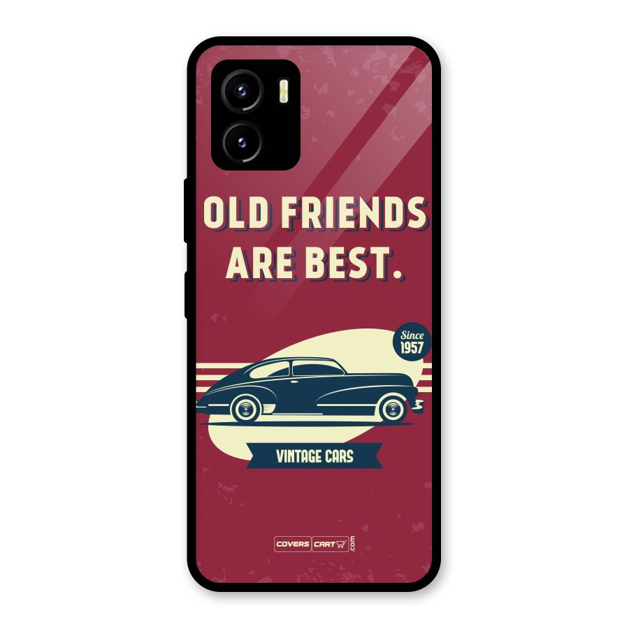 Old Friends Vintage Car Glass Back Case for Vivo Y15s