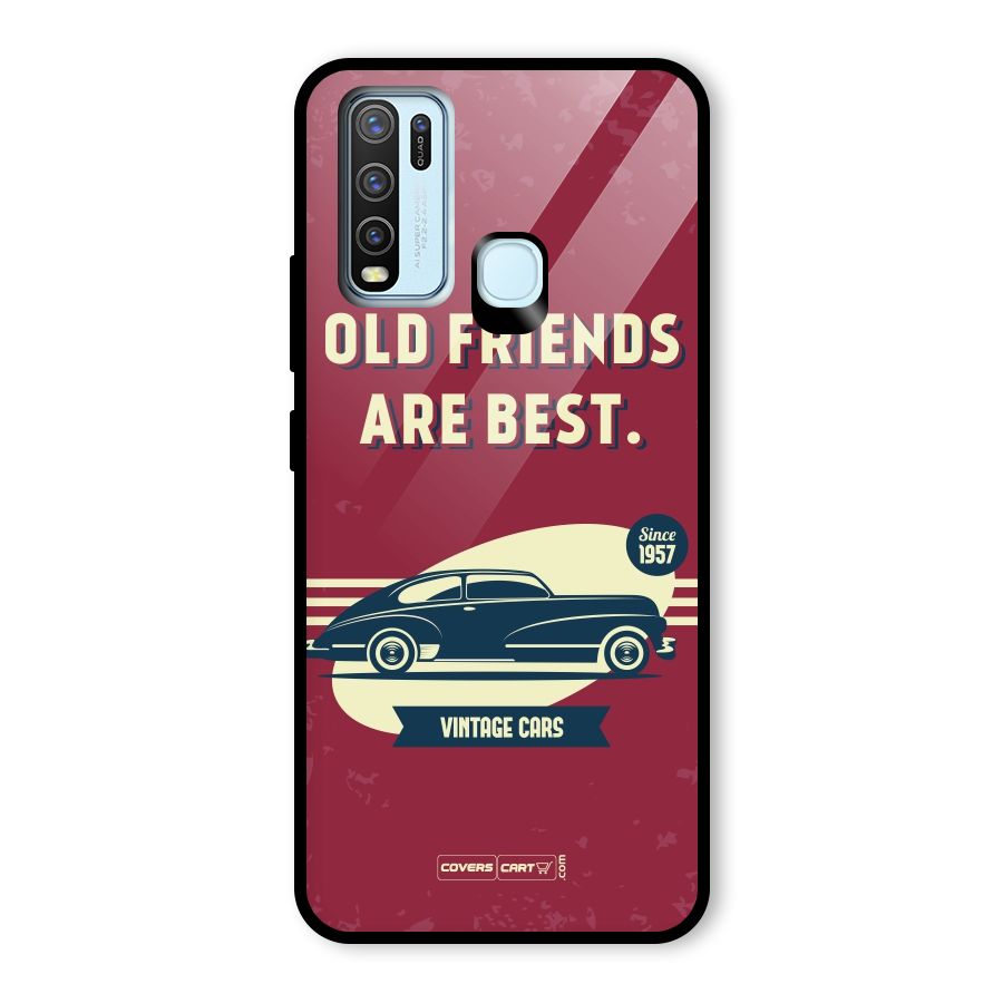 Old Friends Vintage Car Glass Back Case for Vivo Y50