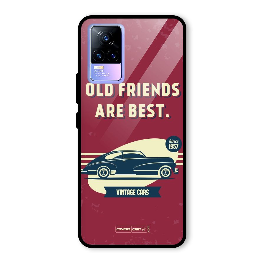 Old Friends Vintage Car Glass Back Case for Vivo Y73