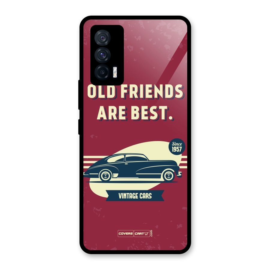Old Friends Vintage Car Glass Back Case for Vivo iQOO 7 5G