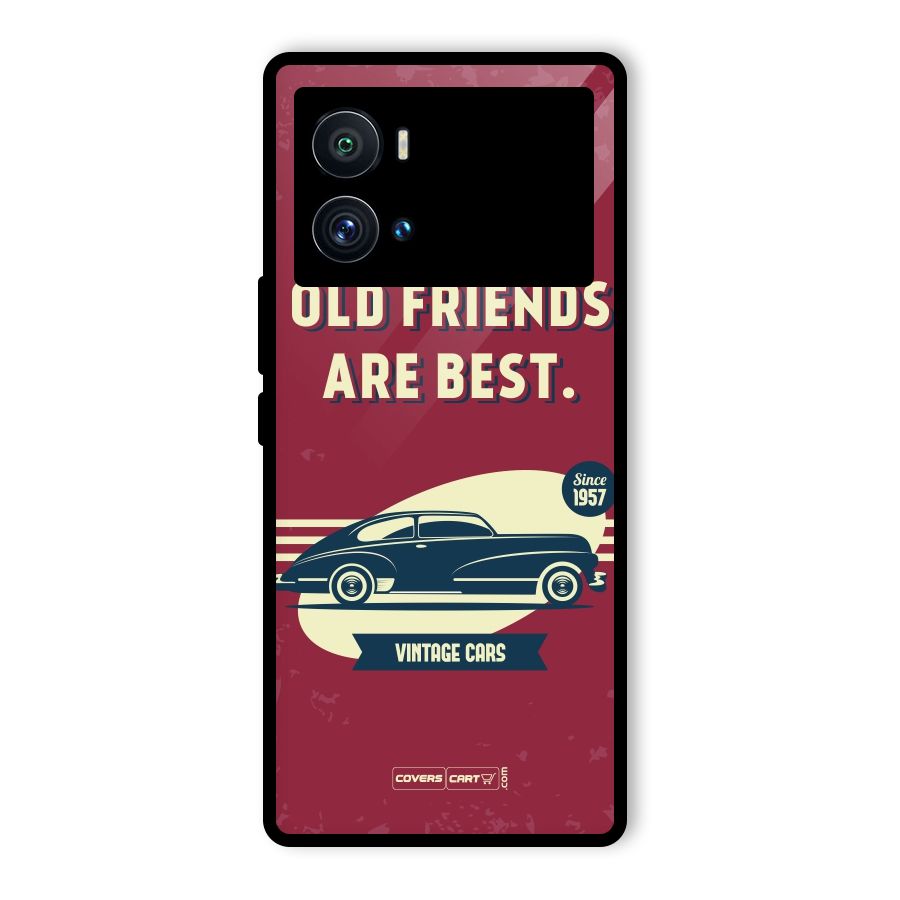 Old Friends Vintage Car Glass Back Case for Vivo iQOO 9 Pro