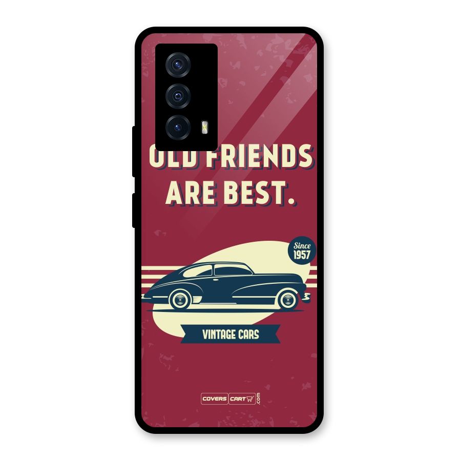 Old Friends Vintage Car Glass Back Case for Vivo iQOO Z5