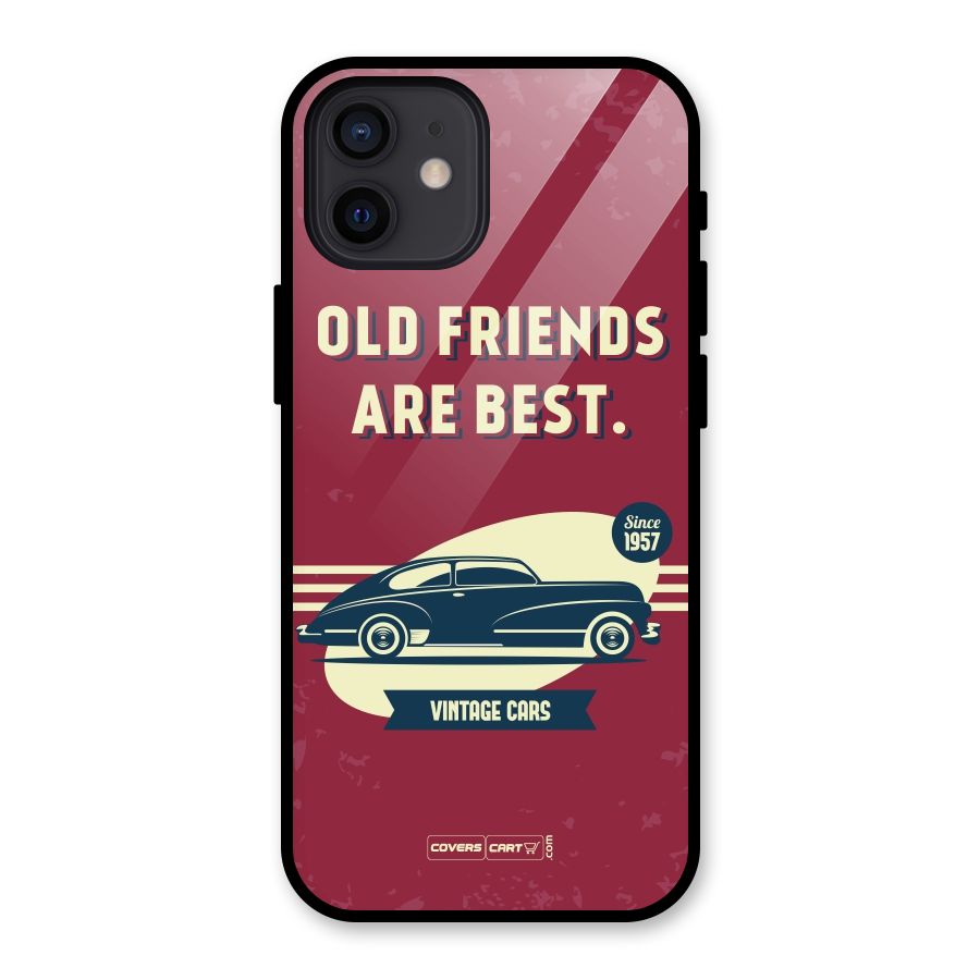 Old Friends Vintage Car Glass Back Case for iPhone 12