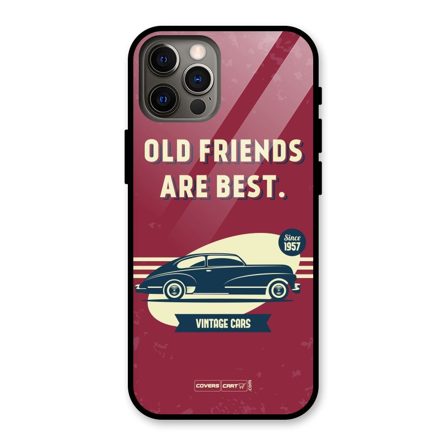 Old Friends Vintage Car Glass Back Case for iPhone 12 Pro