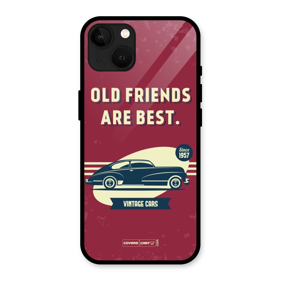 Old Friends Vintage Car Glass Back Case for iPhone 13