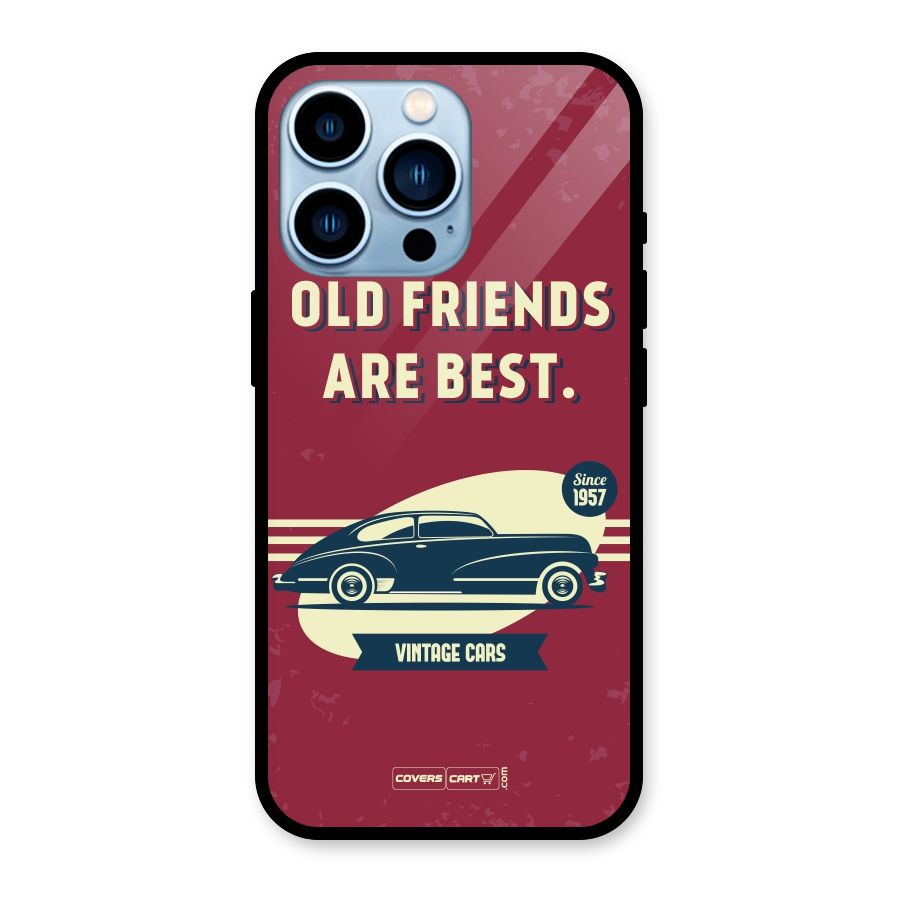 Old Friends Vintage Car Glass Back Case for iPhone 13 Pro