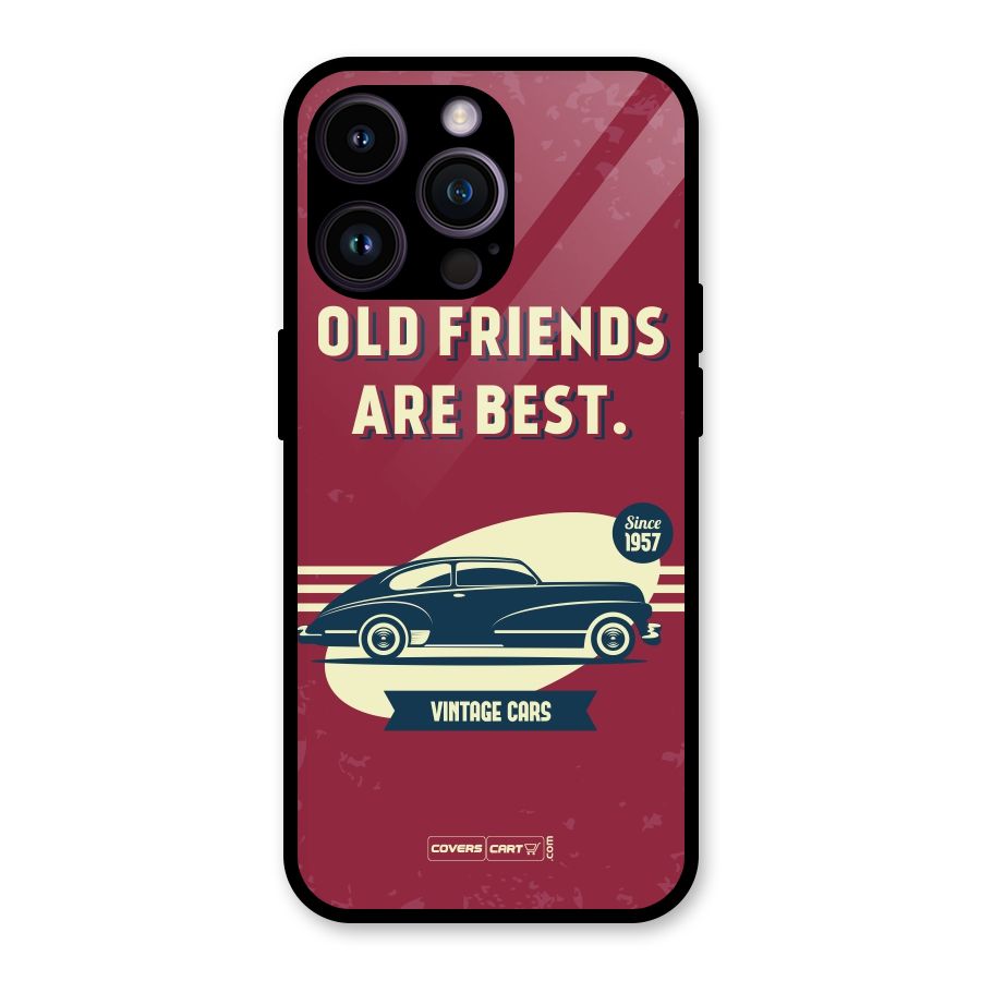 Old Friends Vintage Car Glass Back Case for iPhone 14 Pro Max