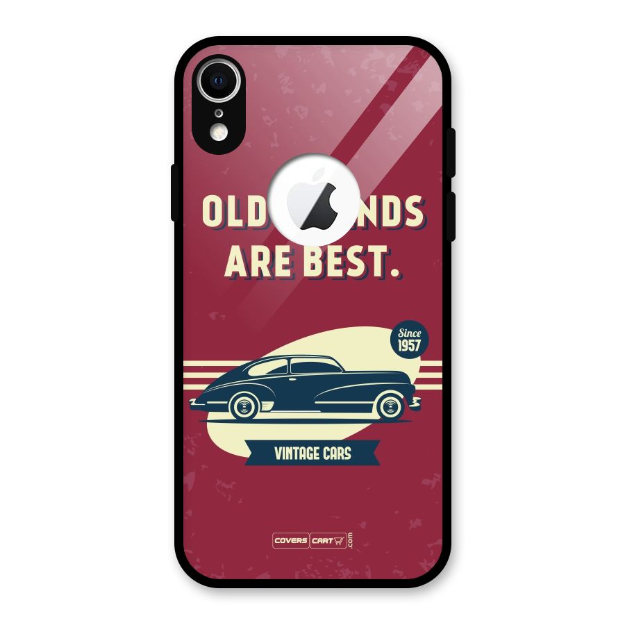 Old Friends Vintage Car Glass Back Case for iPhone XR Logo Cut