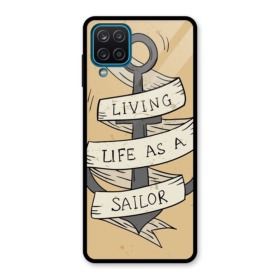 Old School Anchor Glass Back Case for Galaxy A12