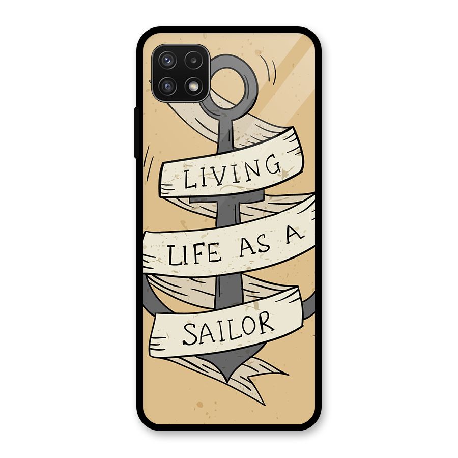 Old School Anchor Glass Back Case for Galaxy A22 5G