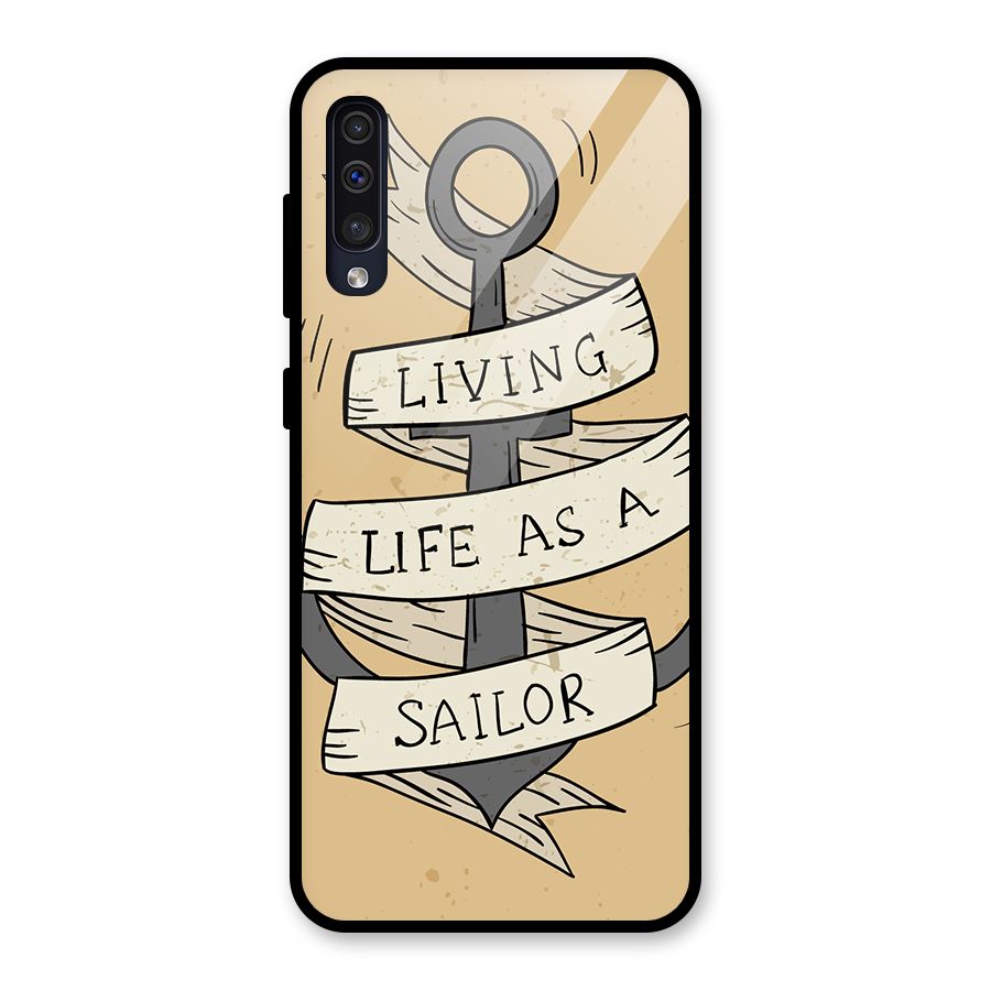 Old School Anchor Glass Back Case for Galaxy A50