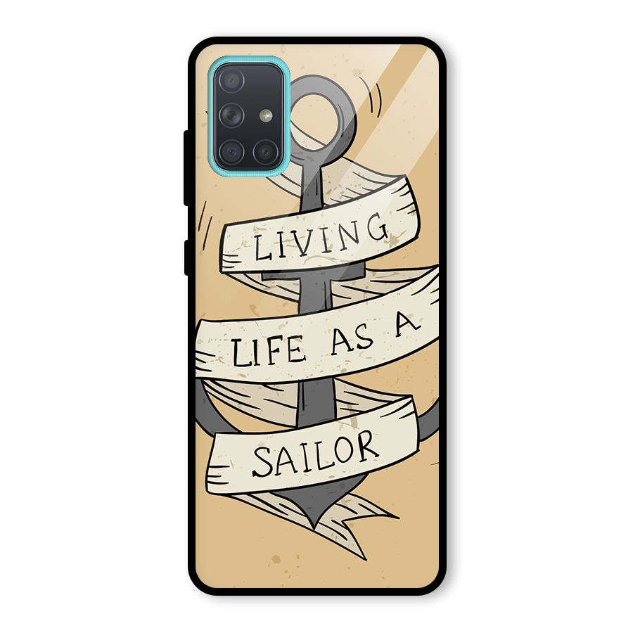 Old School Anchor Glass Back Case for Galaxy A71