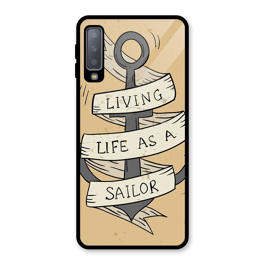 Old School Anchor Glass Back Case for Galaxy A7 (2018)