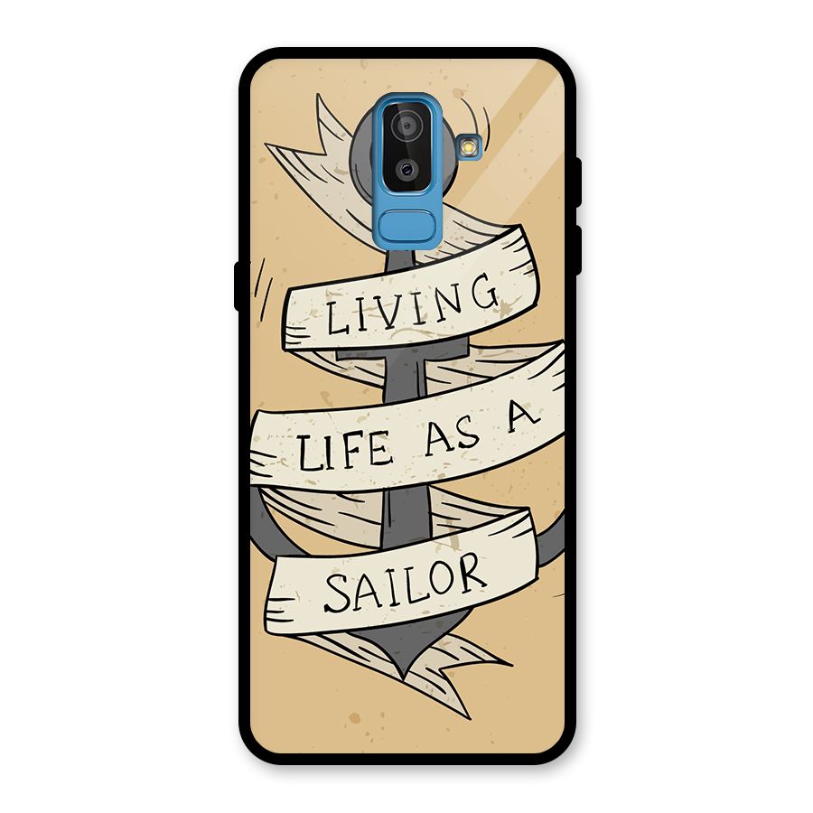 Old School Anchor Glass Back Case for Galaxy J8