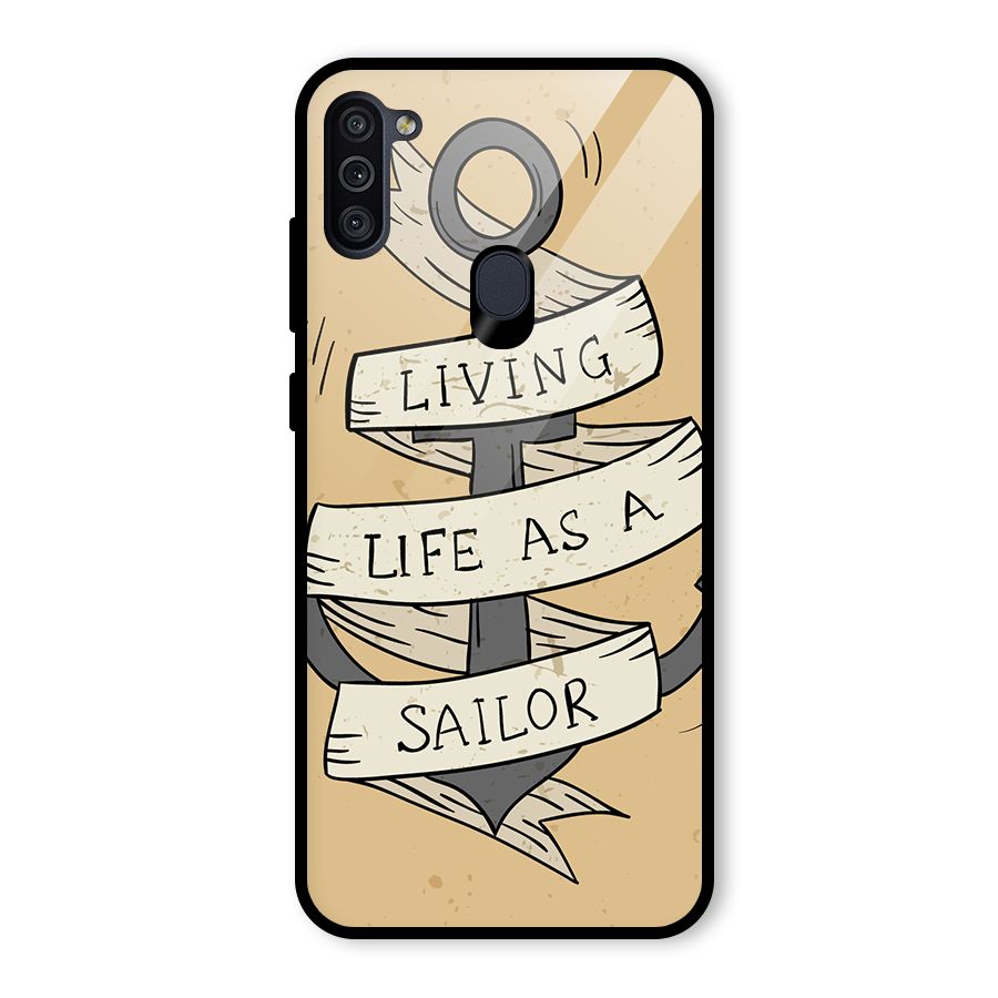 Old School Anchor Glass Back Case for Galaxy M11